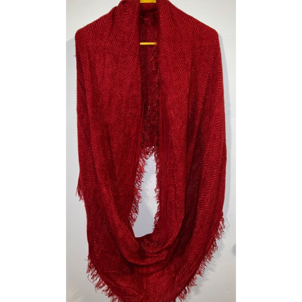Luxurious Red 100% Acrylic Fringe Scarf / Shawl